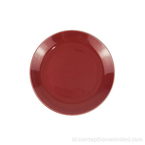 Makan malam stoneware kaca reaktif yang diatur dalam claret-red